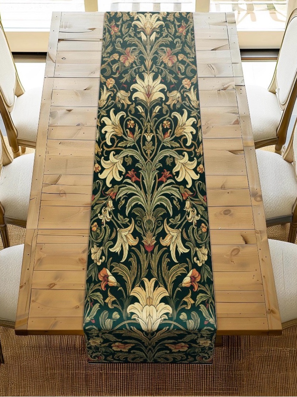 Unused NWOT Hand Quilted Art Nouveau Cottagecore Table Runners, Green and Blue - Picture 7 of 8
